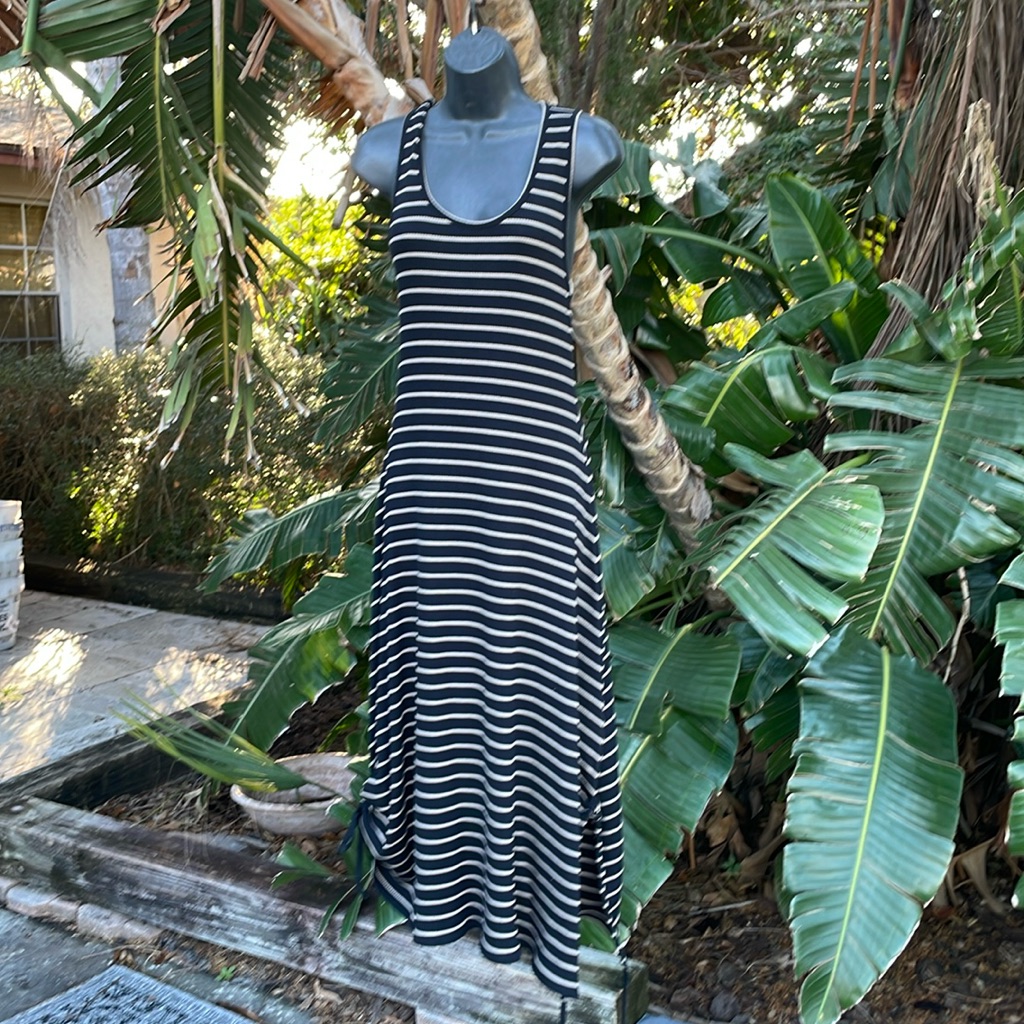 Prouenza Schouler Striped Trapeze Asymmetric Rib Knit Dress